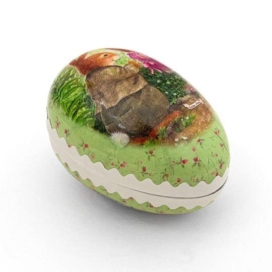 3-1/2" Green Holly Pond Hill Bunny Garden Swing Easter Egg Container ~ Germany